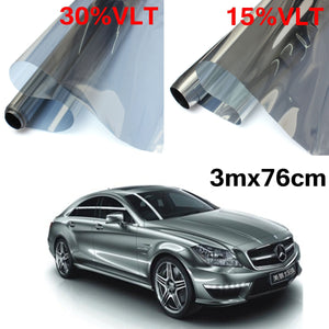 15% 30% 3mx76cm LVT Car Auto Window Glass Tint Film Tinting Roll Silver Mirror