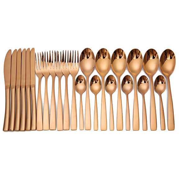 KCASA KC-ST05 High-end Stainless Steel 24 Pieces Gold Flatware Set Dinnerware Set