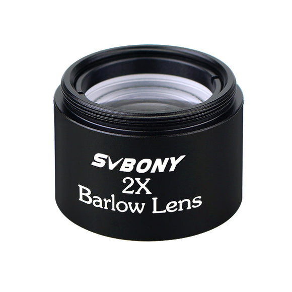 SVBONY 1.25'' Barlow Lens 2X Telescope M28.6*0.6 Thread for Standard Monocular Binoculars Optics Compact Eyepiece 31.7mm