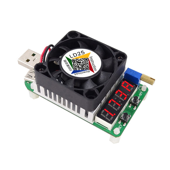 RUIDENG LD25 Electronic Load Resistor USB Interface Discharge Battery Test LED Display Fan