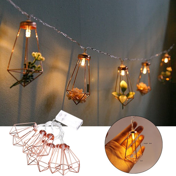 Battery Powered 1.8M 10LEDs Diamond Shaped Warm White Outdoor Fairy String Light For Christmas