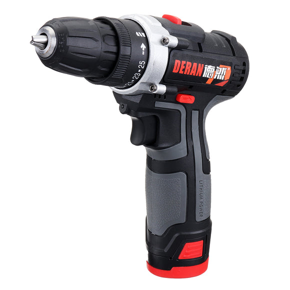 12V Electric Cordless Power Drills Screw Driver Double Speed LED Lighting W/ 1or 2 Battery