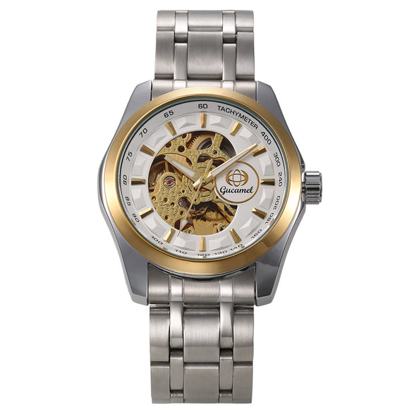 Gucamel GT06 Skeleton Stainless Steel Band Mechanical Men Watch