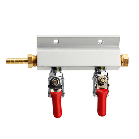 2 Way CO2 Gas Distribution Block Manifold With 7mm Hose Barb Wine Making Tools Draft Beer Dispense