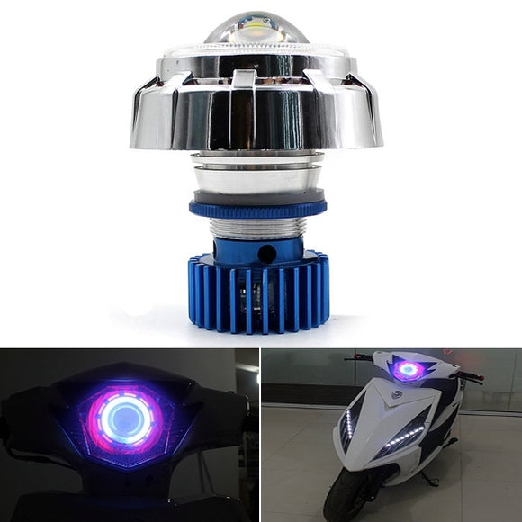 12V Motorcycle LED Hi/Lo Beam Laser Angel Eyes Headlight