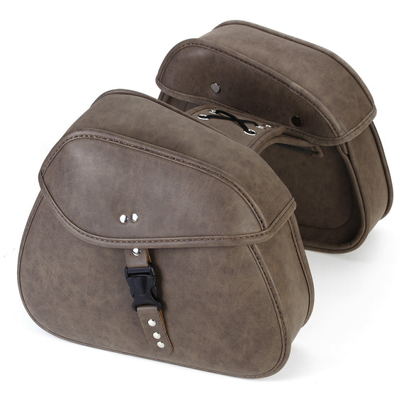 Pair Retro Travel Motorcycle PU Leather Saddlebags Pouch Carry Side Bags Universal