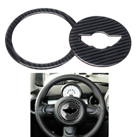 Real Carbon Fiber Steering Wheel Sticker Cover Trim For Mini Cooper R55 R56 R60