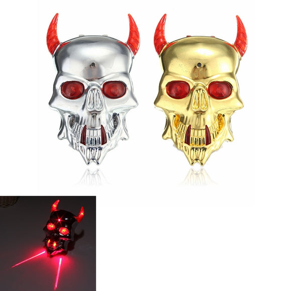 Skull Style E-bike Bicycle Cycling Laser Rear Tail Light 2 LED Eye 7 Modes