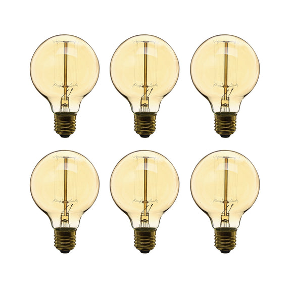 6PCS Dimmable AC220V G80 E27 40W Warm White Incandescent Light Bulbs for Indoor Home Decoration