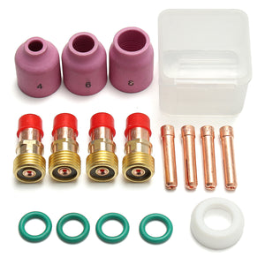 17pcs TIG Stubby Gas Lens Accessory Nozzle Pyrex Cup Kit WP17/18/26 1.6mm 1/16inch