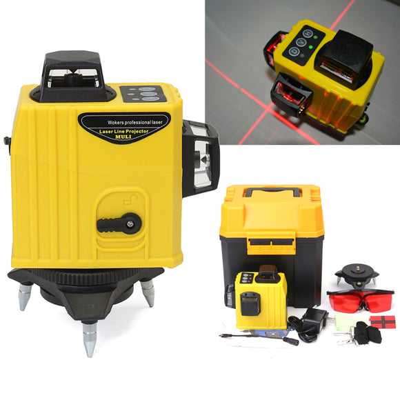 12 Line 3D 360 Infrared Laser Level Self Leveling Vertical & Horizontal Level Cross