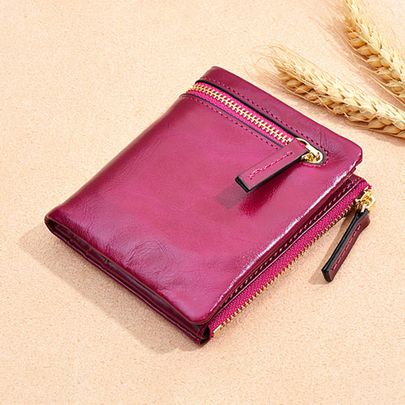 Women Vintage Genuine Leather Small Short Wallet Card Holder Purse