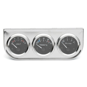 2 Inch 52mm Chrome Bezel Voltmeter+Water Thermometer+Oil Pressure Electrical Gauge