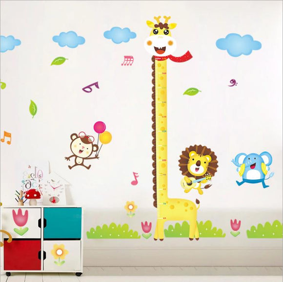 Diy Giraffe Height Chart Measure Wall Stickers Wall  Cartoon Animal Kids Baby Room Decoration