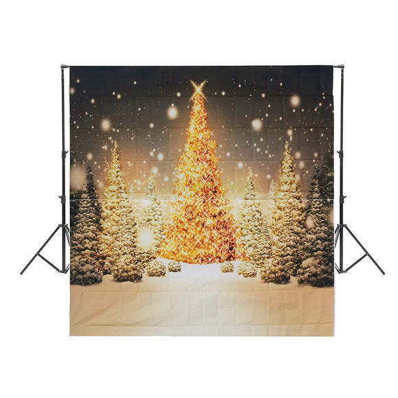 10x10ft Snow Sky Forest Glitter Christmas Tree Photography Backdrop Studio Prop Background