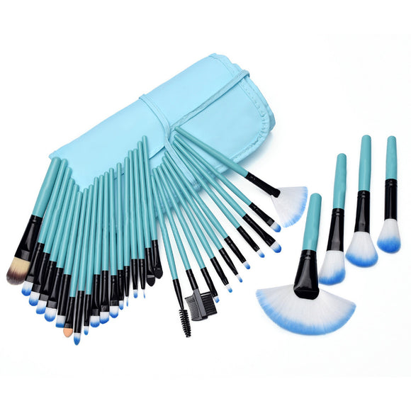 32Pcs Blue Makeup Brushes Professional Set Eye Shadow Eyebrow Foundation Brushes