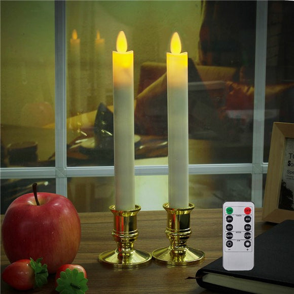 2Pcs Battery Operated Remote Control LED Flameless Candle Table Lamp for Halloween Churches