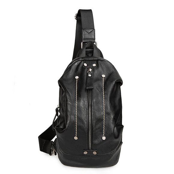 Big Capacity Shoulder Bag PU Leather Crossbody Bag Patchwork Chest Bag For Men