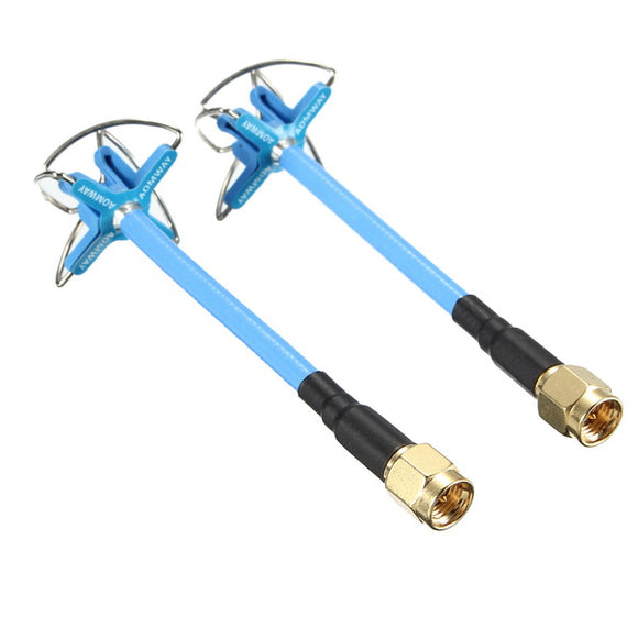 1 Pair Aomway 5.8GHz 3dBi LHCP Omni Directional 4 Leaf Clover FPV Antenna Blue/Red With Canopy Case