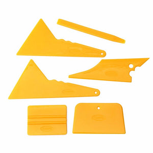 6Pcs Car Window Tinting Tool Kit Glass Vinyl Sticker Installation Tint Scraper Set Yellow