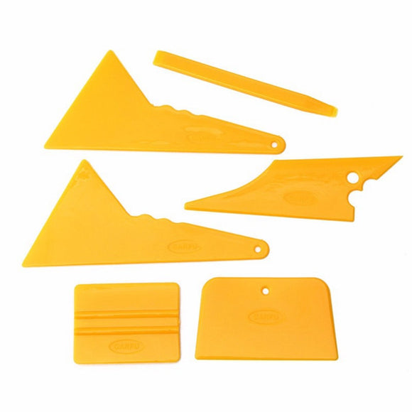 6Pcs Car Window Tinting Tool Kit Glass Vinyl Sticker Installation Tint Scraper Set Yellow