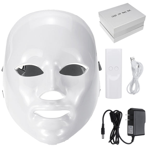 110-220V 7 Color LED Light Photon Face Mask Rejuvenation Skin Facial Therapy Wrinkle + RC