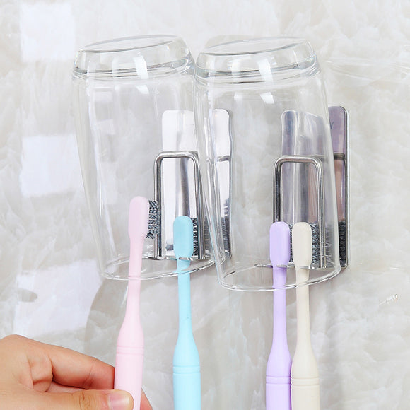 Honana BX Stainless Steel Toothbrush Holder Mug Toothbrush Holder Self-Adhesive Toothbrush Holder