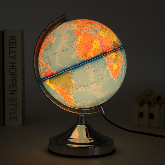 Electronic Illuminated Blue Ocean World Earth Globe Rotating Night Light Desktop Decoration
