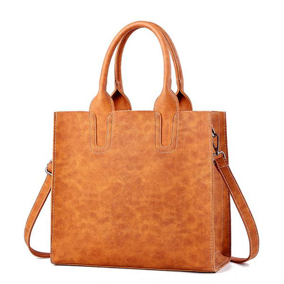 Women Casual Large Capacity Handbags Microfiber Solid Shoulder Bags
