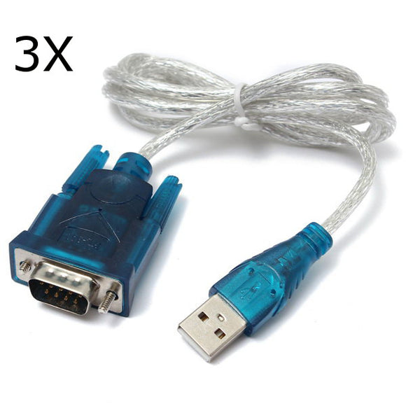 3Pcs Translucent USB To RS232 Serial 9 Pin Converter Cable Adapter