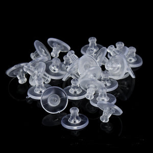 100PCS Transparent Plastic Ear Studs DIY Silica Sel Ear Plug