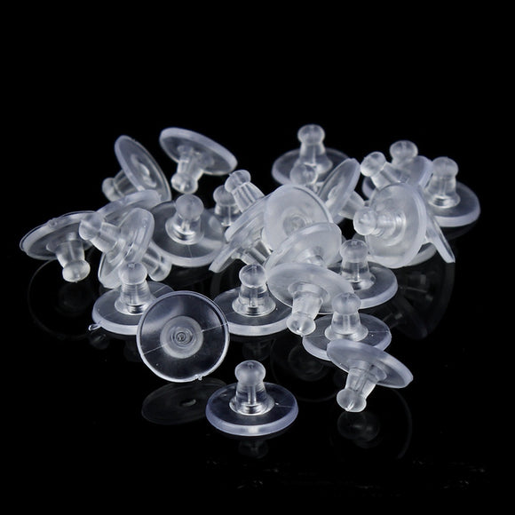 100PCS Transparent Plastic Ear Studs DIY Silica Sel Ear Plug