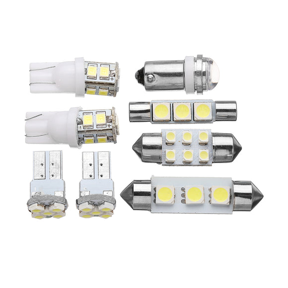 8Pcs 1156 T10 Festoon LED Car Interior Dome Map Lights License Plate Bulb Lamp Kit White