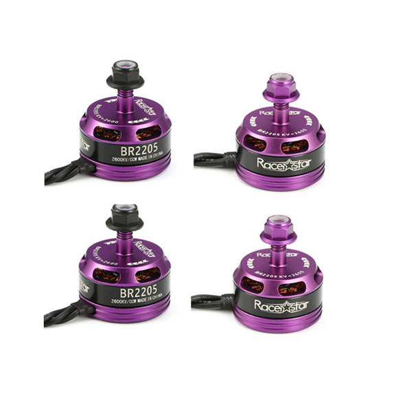 4X Racerstar Racing Edition 2205 BR2205 2600KV 2-4S Brushless Motor Purple For 210 X220 250 280 for RC Drone
