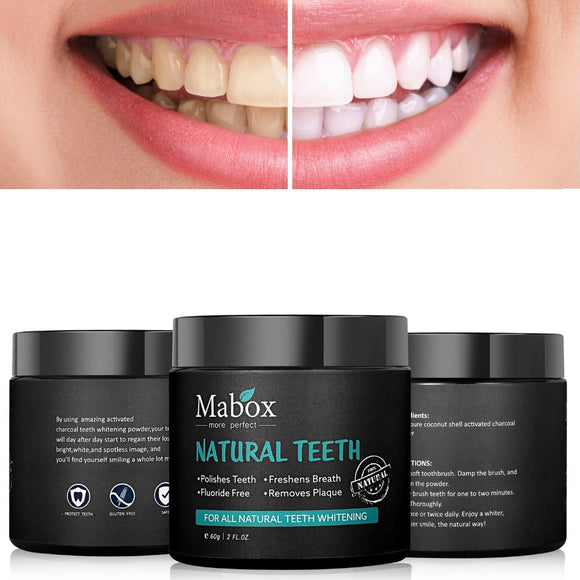MABOX Natural Teeth Whitening Powder Activated Bamboo Charcoal Smoke Coffee Tooth Stain Cleaner