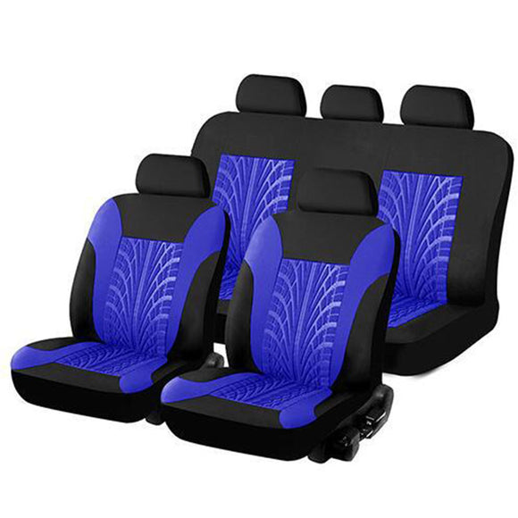 9PCS Car Seat Cover Set Universal 5-Seat Protector Fabric Special Craft Wish Tire Pattern