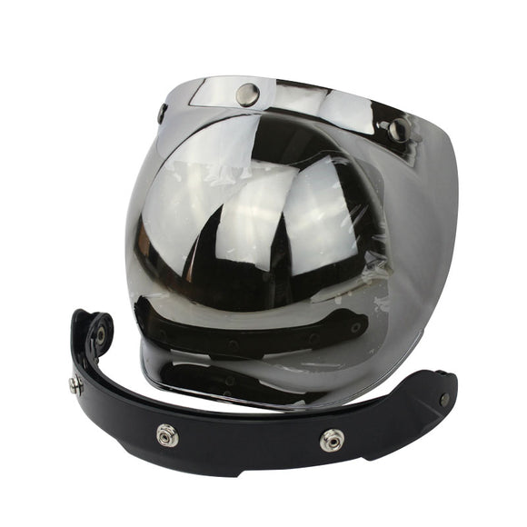 CYCYLEGEAR Bubble Shield Helmet Lens For Half Retro Flying Helmet Tri-buckle Lens With Black Frame
