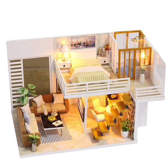 iiecreate K031 Simple And Elegan DIY Doll House With Furniture Light Cover Gift Toy