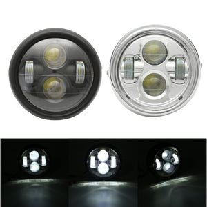 6.5inch 12V Motorcycle LED Round Headlight Hi/Lo Beam Bulb Cafe Racer Universal