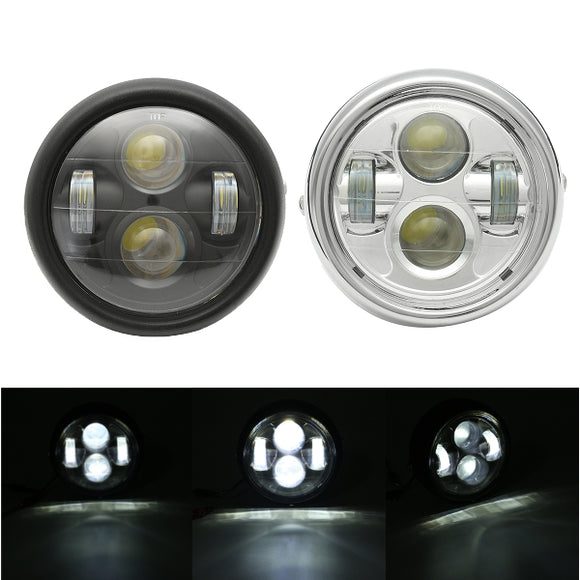 6.5inch 12V Motorcycle LED Round Headlight Hi/Lo Beam Bulb Cafe Racer Universal