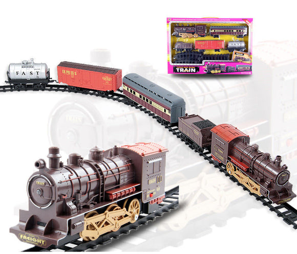 Classic Electric Smoking Assembling Track With Sound Steam Train For Kids Educational Gift Toys