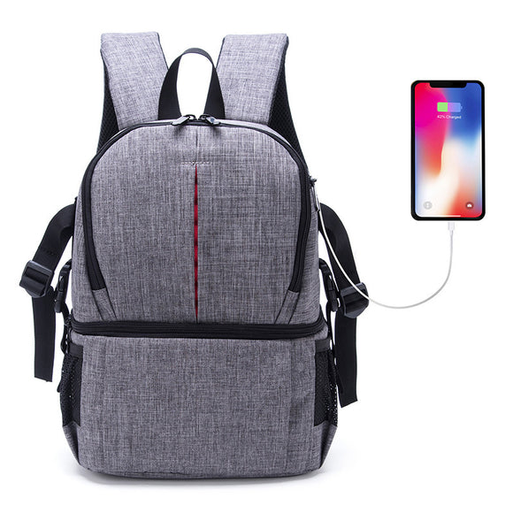 Water-resistant Anti-Theft Camera Bag Backpack Charge Earphone Hole for DSLR Camera Lens Tripod