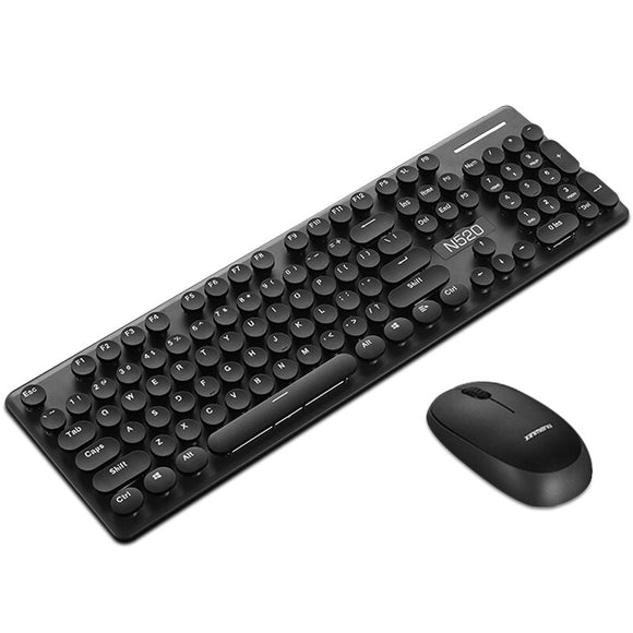 XINMENGN520 2.4GHz Wireless Retro Keyboard and Mouse Combo Set for School Office Use