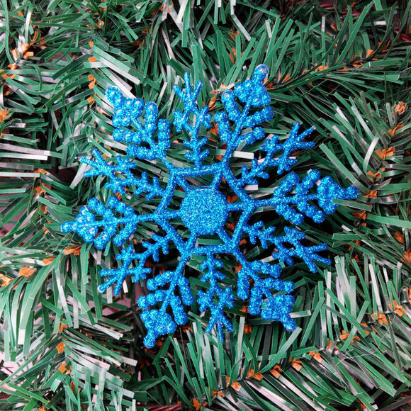 12PCS Christmas Snowflake Piece Plastic Pendant