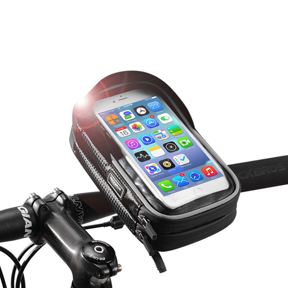 ROCKBROS 6.0 Inch Rainproof TPU Touch Screen Bicycle Phone Bag Handlebar Bag MTB Frame Pouch Case