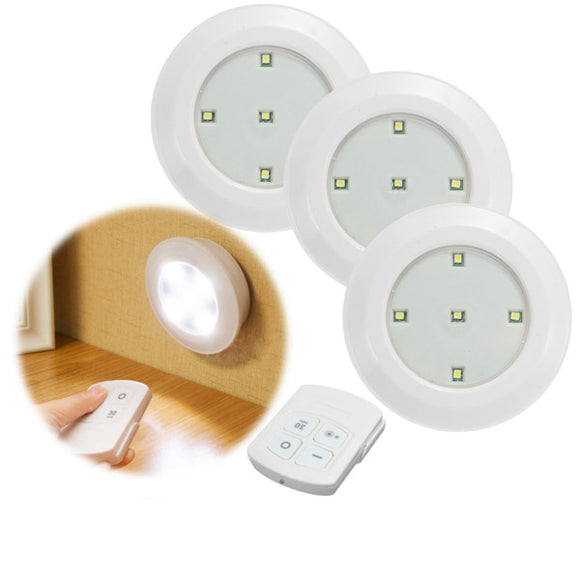 3pcs Wireless Remote Control LED Night Lights Battery Operated Stick-on Cabinet Closet Lamps