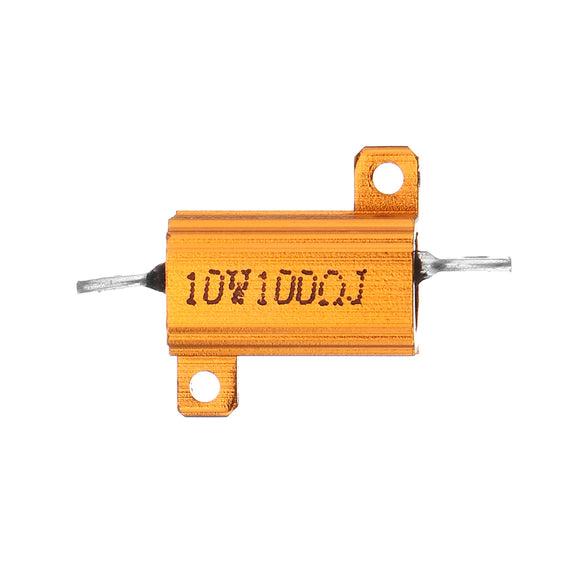 RX24 10W 100R 100RJ Metal Aluminum Case High Power Resistor Golden Metal Shell Case Heatsink Resistance Resistor
