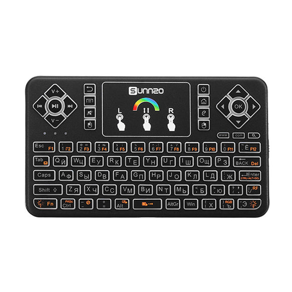 SUNNZO Q9 Air Mouse Russian Version Wireless Colorful Backlit 2.4GHz Touchpad Mini Keyboard