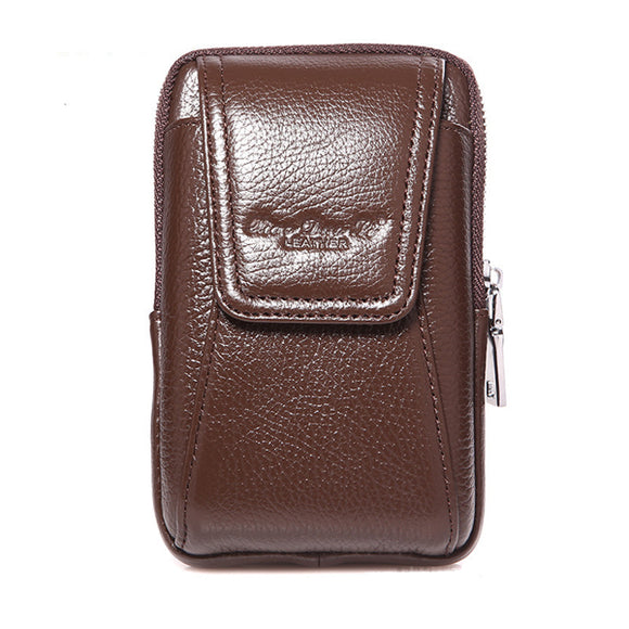 Men Genuine Leather Belt Loop Phone Pouch Holster Retro Cell Phone Case Waist Bag