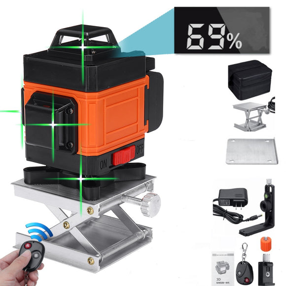 16 Lines 3D 360 Green Laser Level Self-Leveling Cross Line Horizontal LCD Tool